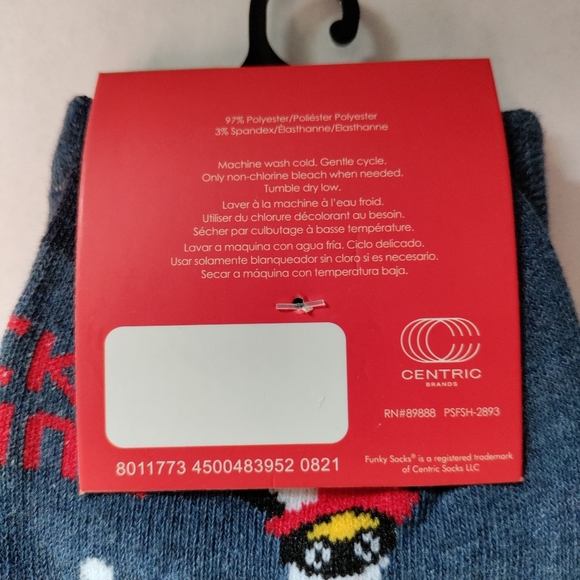 3/$20 Penguin Santa reindeer Christmas snow Funky Socks blue with gift tag - Picture 6 of 9